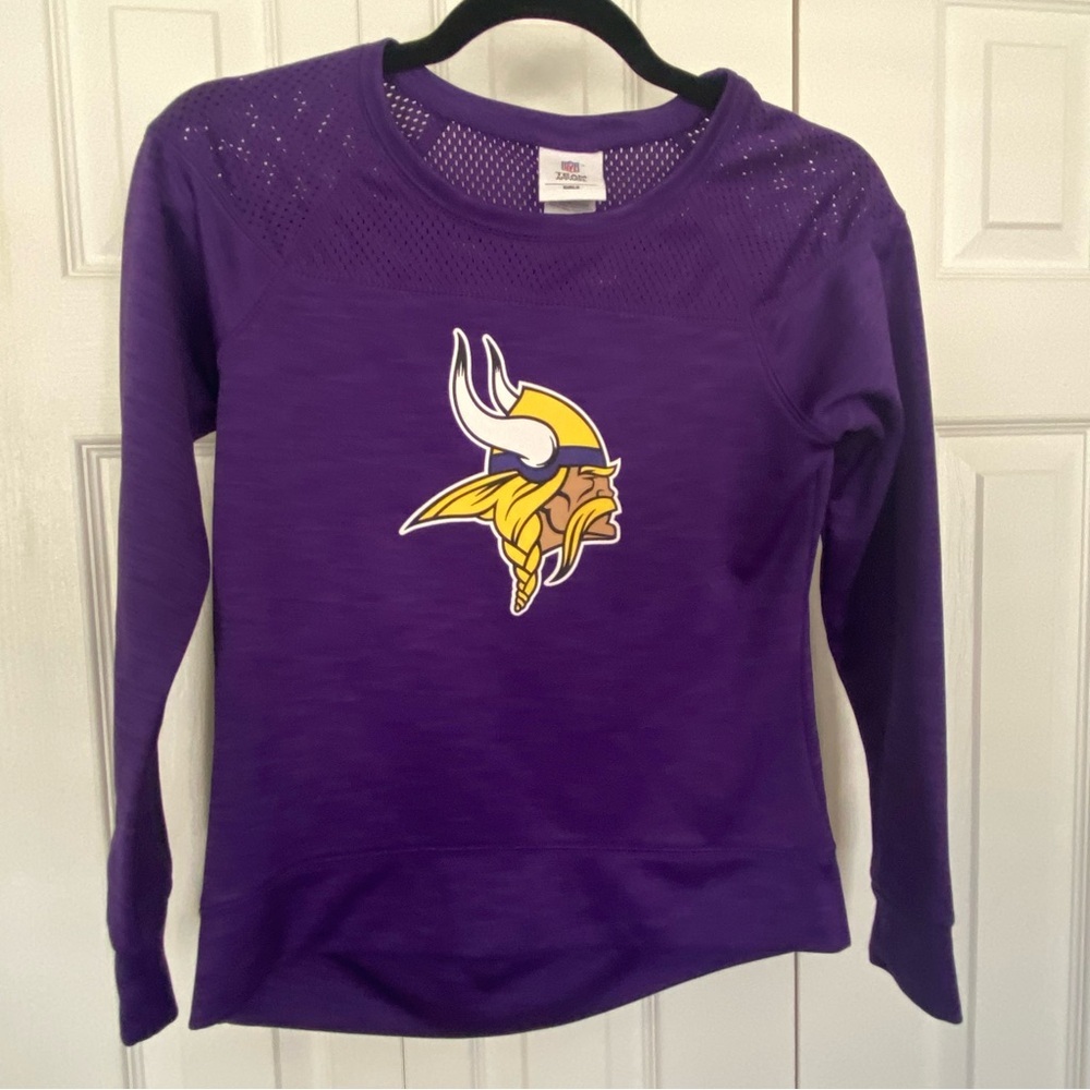 Minnesota Vikings NFL Girls Large 10/12 Youth Team Apparel Purple Shirt‎ Thermal